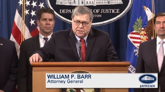 Former U.S. Attorney General William Barr announces charges 