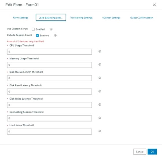 Image displays default load balancer settings with 'Include Session Count' checkbox checked