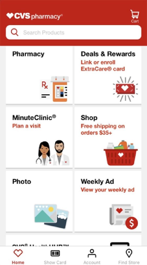 CVS pharmacy mobile interface screenshot