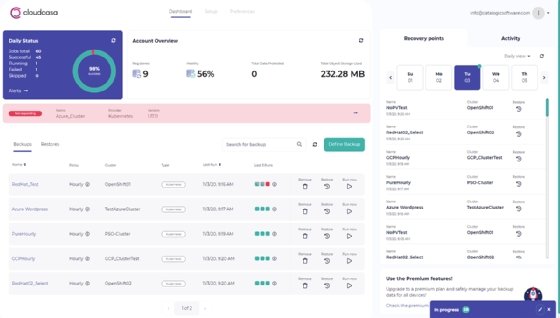 screenshot of CloudCasa