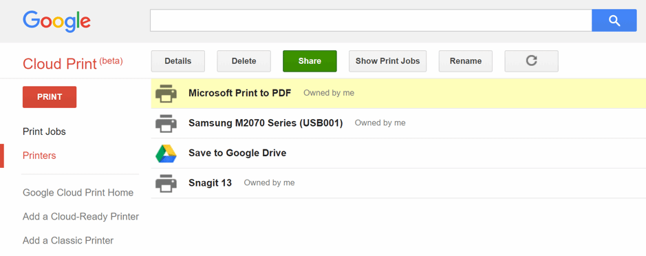 google cloud print