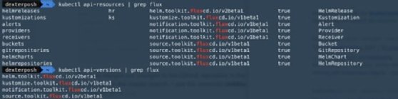 Flux commands to look at API groups and resources