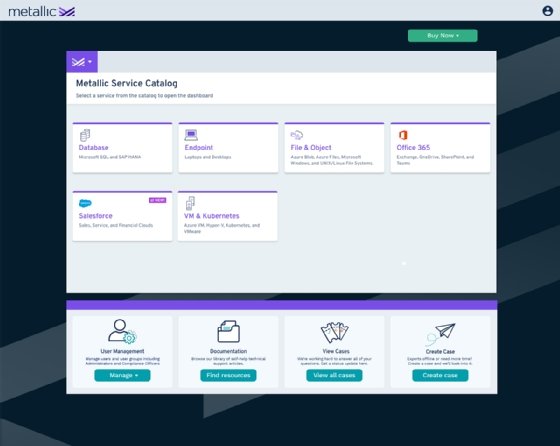 screenshot of Commvault Metallic dashboard