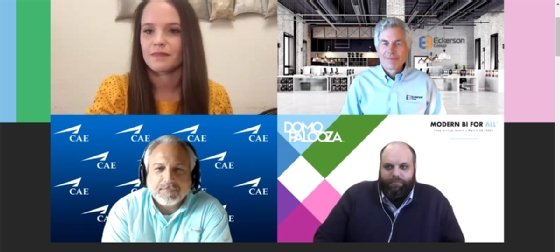 Wayne Eckerson (top right), founder and principal consultant of Eckerson Group, leads a panel discussion on data governance during Domopalooza 2021, the virtual user conference hosted by analytics vendor Domo.
