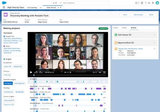 Salesforce Sales Cloud Einstein Call Insights screen shot