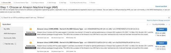 Choose the EC2 instance type.
