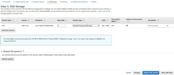 Configure storage.