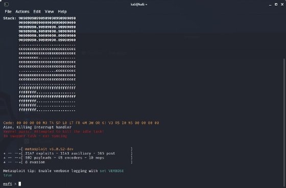 Screenshot of loading msfconsole in the Metasploit Framework