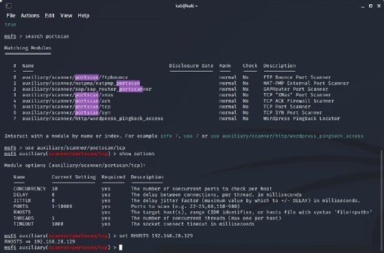 Screenshot of setting RHOSTS in Metasploit