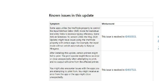 Windows 10 known issues
