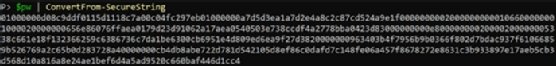 Screenshot of the output from ConvertFrom-SecureString