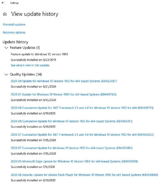 Windows 10 update history