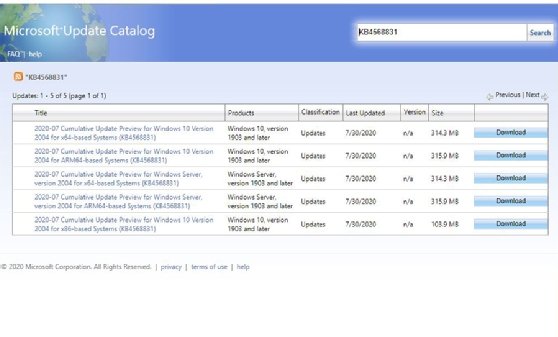 Microsoft update catalog