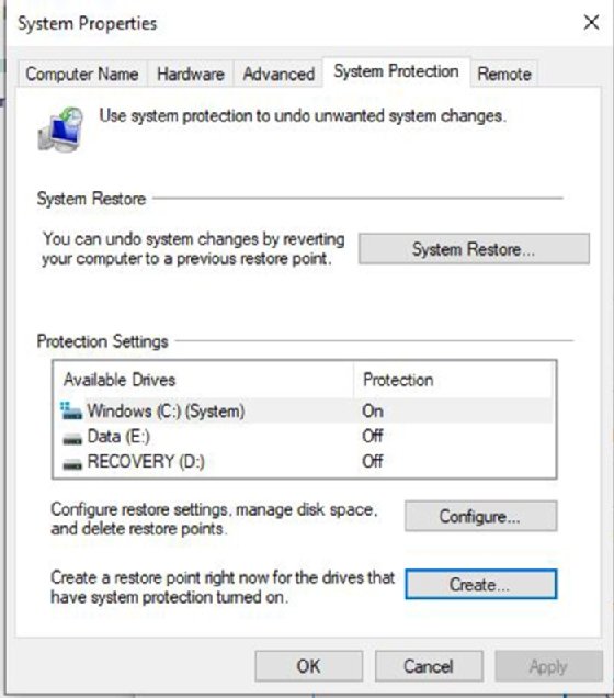 Windows 10 desktop restore