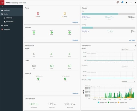 screenshot of NetBackup Flex Scale dashboard