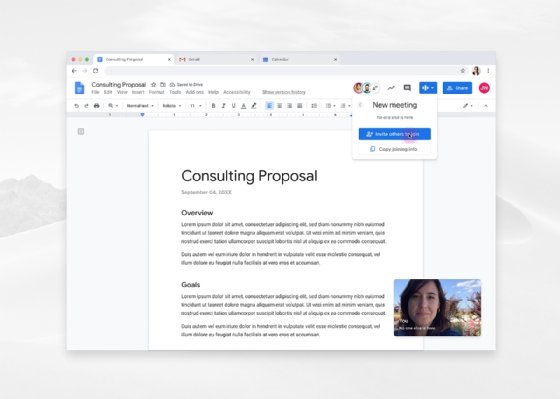This image shows a Google Docs interface with a document titled, 'Consulting Proposal' open.