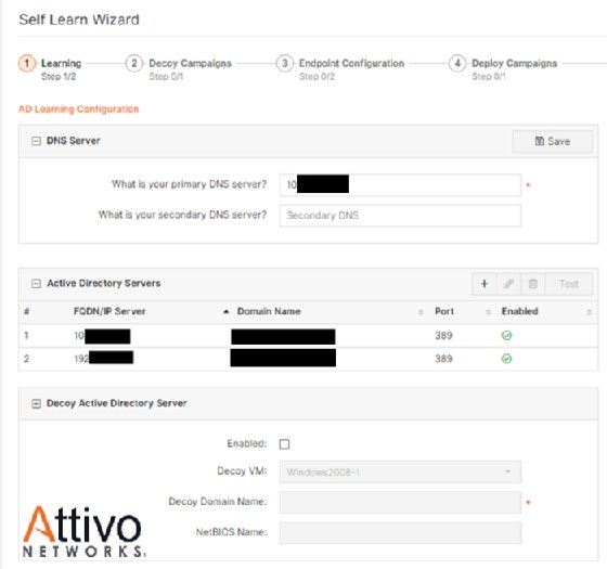 Screenshot of Attivo Networks' ThreatDefend