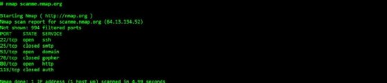 Screenshot of Nmap scan results.