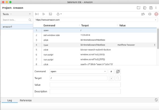 Selenium IDE test terminal