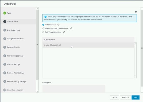 Screenshot of Horizon console
