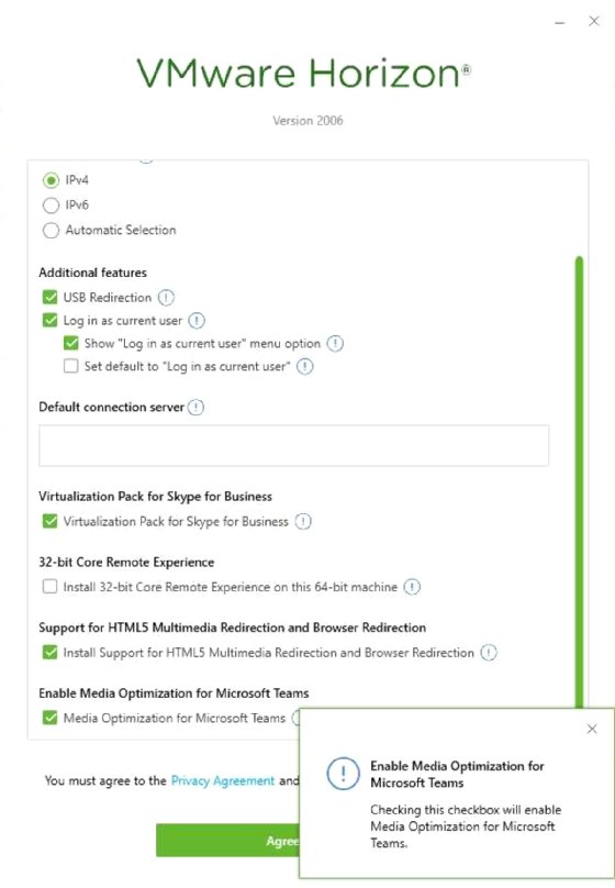 Screenshot of Media Optimization in Horizon 8