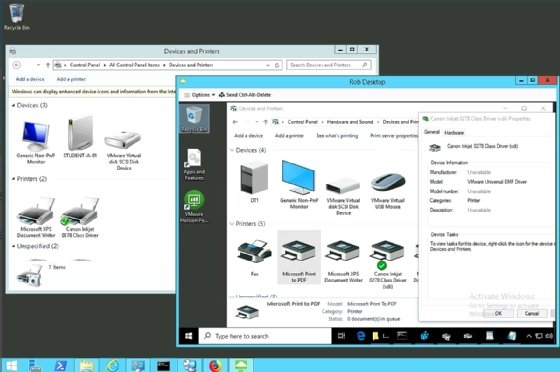 Screenshot of Windows printer interface