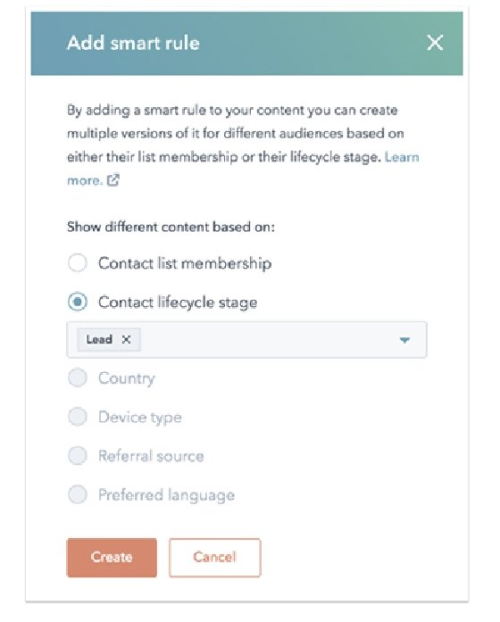 HubSpot smart rules screenshot