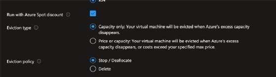 Choose eviction type for Azure Spot discount.