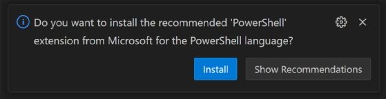 Click install to install the recommended PowerShell extension.