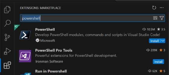 To install manually search for PowerShell in the extension icon.