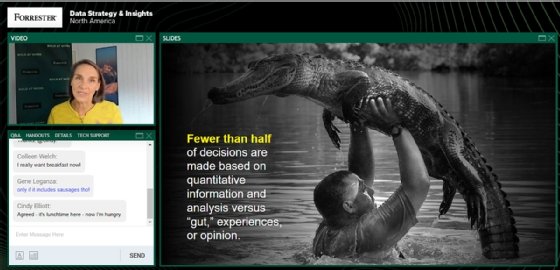 Jennifer Belissent, principal analyst at Forrester Research, speaks during a session on data literacy during Forrester's Data Strategy & Insights virtual conference.