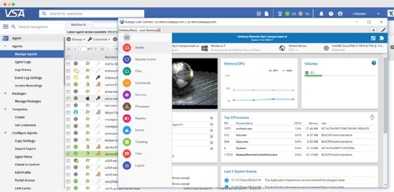 Screenshot of Kaseya VSA dashboard.