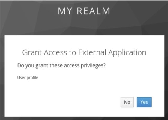 Keycloak screenshot showing user granting access