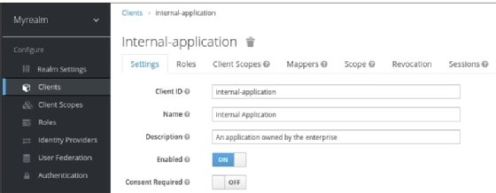 Keycloak screenshot for enabling internal applications