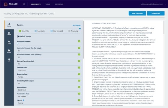 AI for legal, LinkSquares Analyze