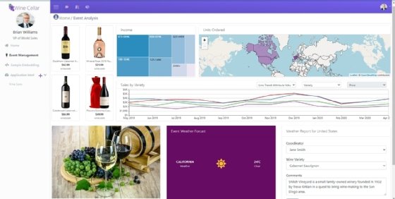 A sample dashboard built with Logi Analytics tools.