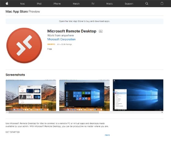 Microsoft Remote Desktop app