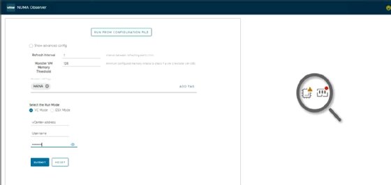 NUMA Observer startup screen