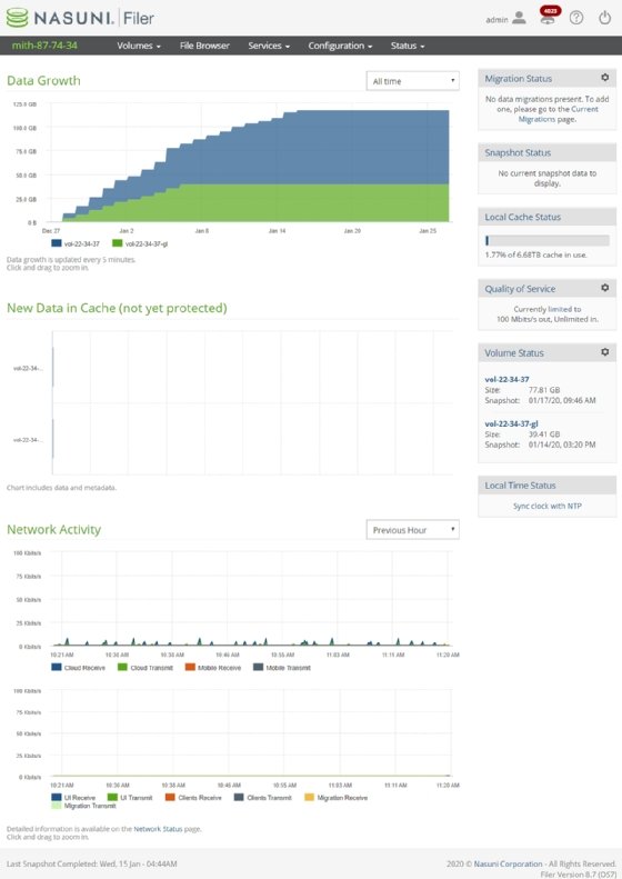 Screenshot of Nasuni Filer