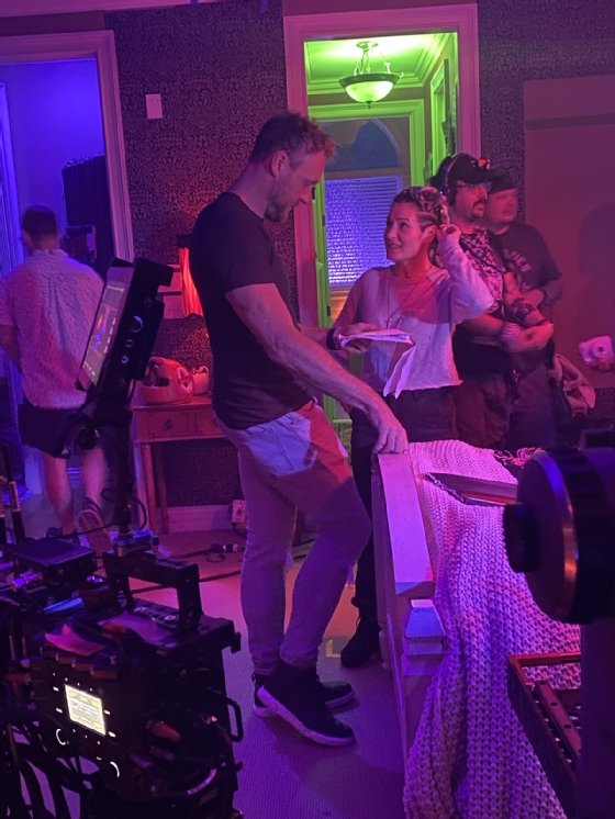 On set with Damien LeVeck and Scout Taylor-Compton