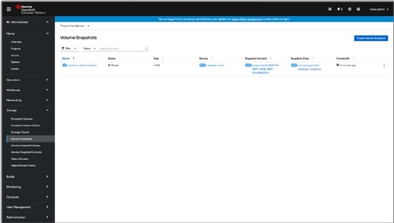 screenshot of OpenShift Container Storage