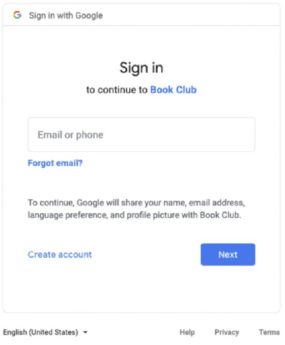 Screenshot of Google OpenID login page