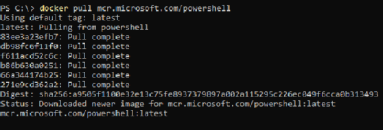 the output from a Docker repository image pull