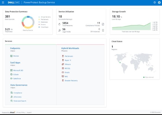 Screenshot of Dell EMC PowerProtect Backup Service