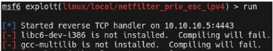 Screenshot of unsuccessful exploit attempt