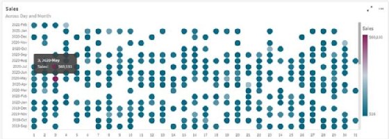 A sample Qlik dashboard displays an organization's sales data