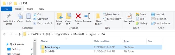 Screenshot of the MachineKeys folder.