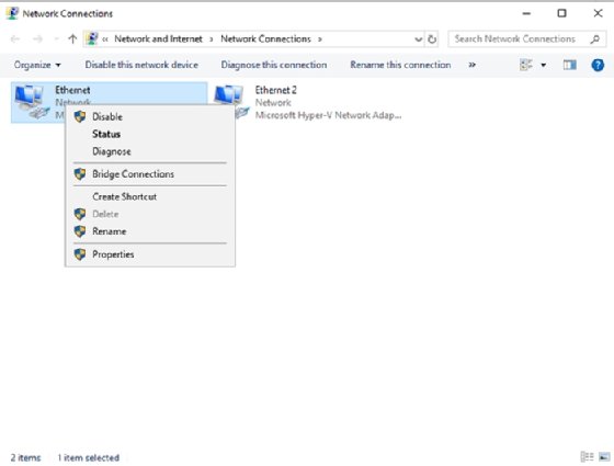 Screenshot of naming network adapters in Windows