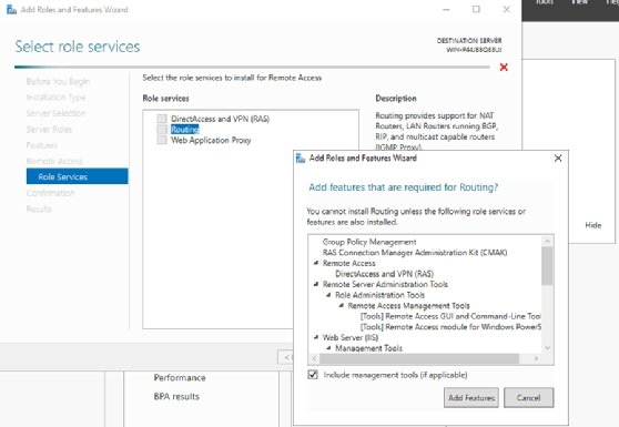 Screenshot of installing Routing role and dependencies