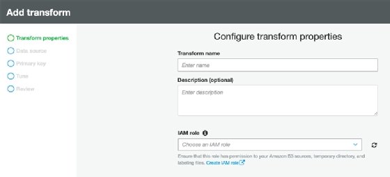 Add transform page in the Glue Console